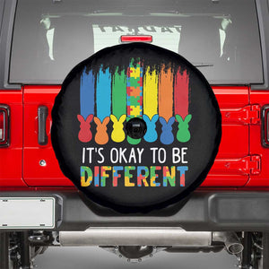 Autism Awareness Spare Tire Cover It's OK To Be Different Puzzle Easter Bunny TS09 Black Print Your Wear