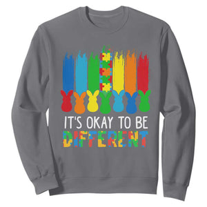 Autism Awareness Sweatshirt It's OK To Be Different Puzzle Easter Bunny TS09 Charcoal Printyourwear