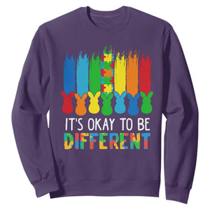 Autism Awareness Sweatshirt It's OK To Be Different Puzzle Easter Bunny TS09 Purple Printyourwear