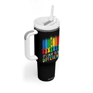 Autism Awareness Tumbler With Handle It's OK To Be Different Puzzle Easter Bunny TS09 Print Your Wear