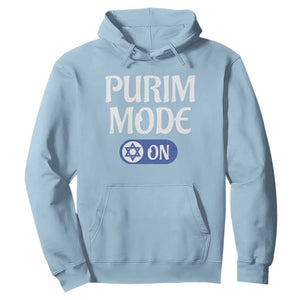 Funny Purim Mode On Hoodie Jewish Star of David TS09 Light Blue Print Your Wear
