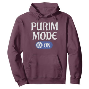 Funny Purim Mode On Hoodie Jewish Star of David TS09 Maroon Print Your Wear