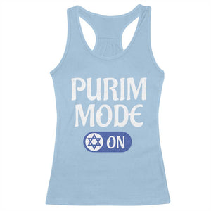 Funny Purim Mode On Racerback Tank Top Jewish Star of David TS09 Light Blue Print Your Wear