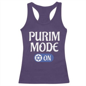 Funny Purim Mode On Racerback Tank Top Jewish Star of David TS09 Purple Print Your Wear