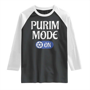 Funny Purim Mode On Raglan Shirt Jewish Star of David TS09 Black White Print Your Wear