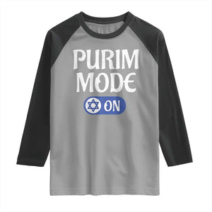 Funny Purim Mode On Raglan Shirt Jewish Star of David TS09 Sport Gray Black Print Your Wear