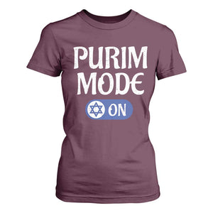 Funny Purim Mode On T Shirt For Women Jewish Star of David TS09 Maroon Print Your Wear