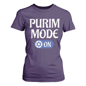 Funny Purim Mode On T Shirt For Women Jewish Star of David TS09 Purple Print Your Wear