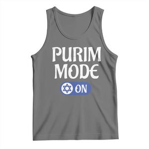Funny Purim Mode On Tank Top Jewish Star of David TS09 Black Heather Print Your Wear