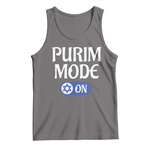 Funny Purim Mode On Tank Top Jewish Star of David TS09 Deep Heather Print Your Wear