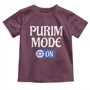 Funny Purim Mode On Toddler T Shirt Jewish Star of David TS09 Maroon Print Your Wear