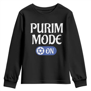 Funny Purim Mode On Youth Sweatshirt Jewish Star of David TS09 Black Print Your Wear