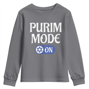 Funny Purim Mode On Youth Sweatshirt Jewish Star of David TS09 Charcoal Print Your Wear