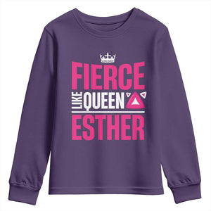Purim Fierce Like Queen Esther Youth Sweatshirt TS09 Purple Print Your Wear