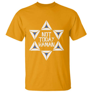 Not Today Haman Purim T Shirt Hamantash Jewish Star of David TS09 Gold Print Your Wear