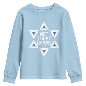 Not Today Haman Purim Youth Sweatshirt Hamantash Jewish Star of David TS09 Light Blue Print Your Wear
