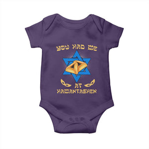 Funny Purim Baby Onesie You Had Me At Hamantash TS09 Purple Print Your Wear