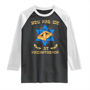 Funny Purim Raglan Shirt You Had Me At Hamantash TS09 Black White Print Your Wear