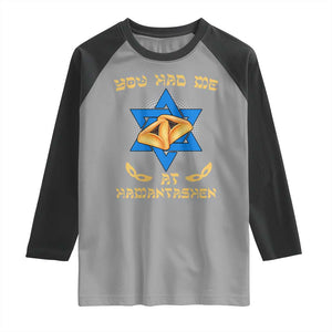 Funny Purim Raglan Shirt You Had Me At Hamantash TS09 Sport Gray Black Print Your Wear