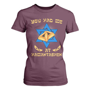 Funny Purim T Shirt For Women You Had Me At Hamantash TS09 Maroon Print Your Wear