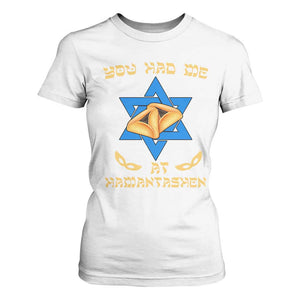 Funny Purim T Shirt For Women You Had Me At Hamantash TS09 White Print Your Wear