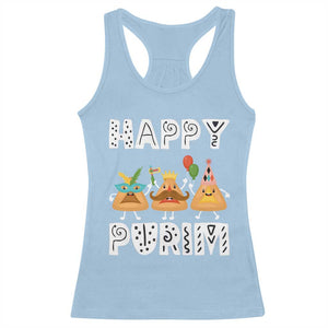 Happy Purim Funny Hamantash Racerback Tank Top TS09 Light Blue Print Your Wear