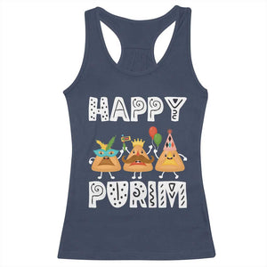 Happy Purim Funny Hamantash Racerback Tank Top TS09 Navy Print Your Wear