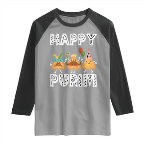 Happy Purim Funny Hamantash Raglan Shirt TS09 Sport Gray Black Print Your Wear