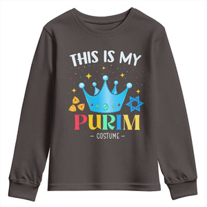 Funny Jewish This Is My Purim Costume Youth Sweatshirt TS09 Dark Chocolate Print Your Wear