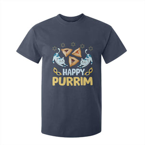 Purim Cat T Shirt For Kid Happy Purrim Hamantash Jewish Star of David TS09 Navy Print Your Wear