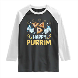 Purim Cat Raglan Shirt Happy Purrim Hamantash Jewish Star of David TS09 Black White Print Your Wear