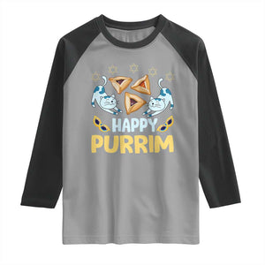 Purim Cat Raglan Shirt Happy Purrim Hamantash Jewish Star of David TS09 Sport Gray Black Print Your Wear