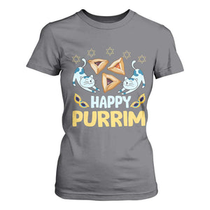 Purim Cat T Shirt For Women Happy Purrim Hamantash Jewish Star of David TS09 Charcoal Print Your Wear