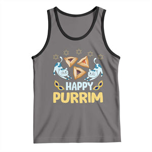 Purim Cat Tank Top Happy Purrim Hamantash Jewish Star of David TS09 Deep Heather Black Print Your Wear