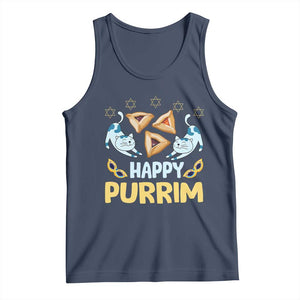 Purim Cat Tank Top Happy Purrim Hamantash Jewish Star of David TS09 Navy Print Your Wear