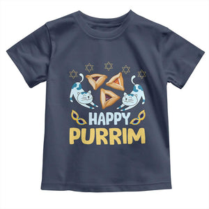 Purim Cat Toddler T Shirt Happy Purrim Hamantash Jewish Star of David TS09 Navy Print Your Wear