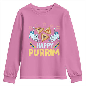 Purim Cat Youth Sweatshirt Happy Purrim Hamantash Jewish Star of David TS09 Azalea Print Your Wear