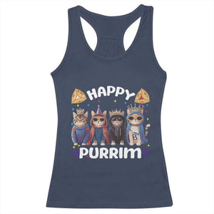Purim Cat Racerback Tank Top Happy Purrim Hamantash Cute Cat Costume TS09 Navy Print Your Wear