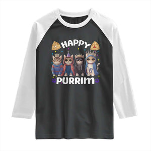 Purim Cat Raglan Shirt Happy Purrim Hamantash Cute Cat Costume TS09 Black White Print Your Wear