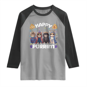 Purim Cat Raglan Shirt Happy Purrim Hamantash Cute Cat Costume TS09 Sport Gray Black Print Your Wear