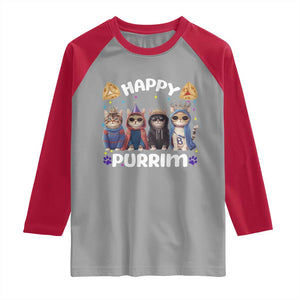 Purim Cat Raglan Shirt Happy Purrim Hamantash Cute Cat Costume TS09 Sport Gray Red Print Your Wear