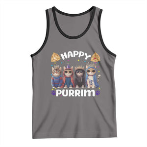 Purim Cat Tank Top Happy Purrim Hamantash Cute Cat Costume TS09 Deep Heather Black Print Your Wear