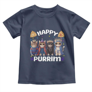 Purim Cat Toddler T Shirt Happy Purrim Hamantash Cute Cat Costume TS09 Navy Print Your Wear
