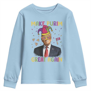Trump Purim Youth Sweatshirt Make Purim Great Again Jewish TS09 Light Blue Print Your Wear