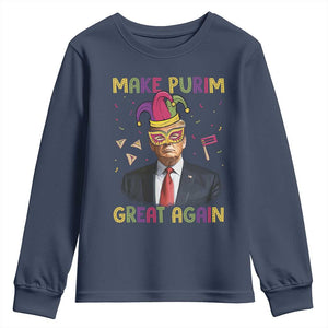 Trump Purim Youth Sweatshirt Make Purim Great Again Jewish TS09 Navy Print Your Wear