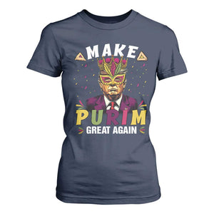 Funny Trump Purim T Shirt For Women Make Purim Great Again TS09 Navy Print Your Wear