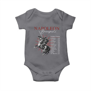 Funny History Lover Baby Onesie Napoleon Bonaparte World Tour TS09 Charcoal Print Your Wear