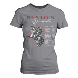 Funny History Lover T Shirt For Women Napoleon Bonaparte World Tour TS09 Charcoal Print Your Wear