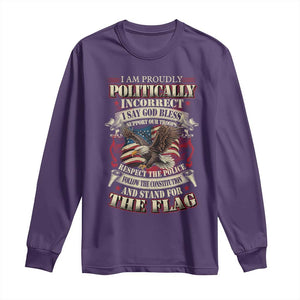 American Patriotism Long Sleeve Shirt Proudly Politically Incorrect God Bless America Support Troops TS09 Purple Print Your Wear