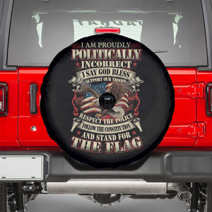 American Patriotism Spare Tire Cover Proudly Politically Incorrect God Bless America Support Troops TS09 Black Print Your Wear